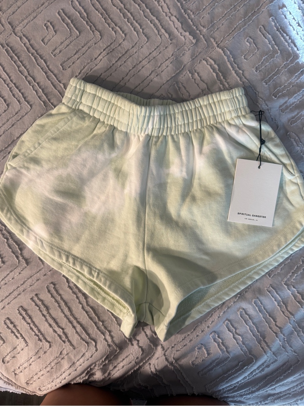 Spiritual Gangster Light Mint Tie-Dye Athletic Shorts
